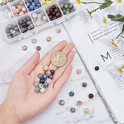 375 шт. 15 вида круглых бусин из натуральных камней&nbsp;G-NB0002-90