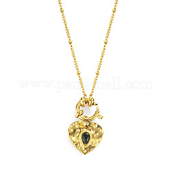 Collane con pendente in turchese sintetico nero tinto in acciaio inossidabile 304 per donna&nbsp;WGB4F0A-01