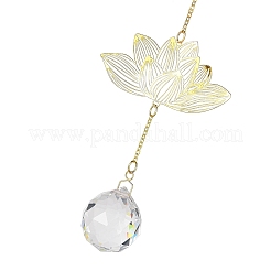 Ornamenti pendenti in ottone cavo di loto&nbsp;LS-HJEW-E012-03G-01