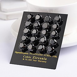 Серьги-гвоздики в форме сердца из нержавеющей стали 304 с кубическим цирконием&nbsp;X-EJEW-H306-19-6mm