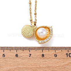Collares colgantes de circonita cúbica transparente de acero inoxidable 304 para mujer&nbsp;NJEW-F334-01G-01