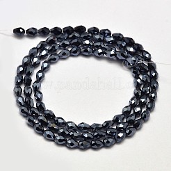 Fili di perle di vetro placcate placcate a goccia sfaccettate&nbsp;X-EGLA-J132-FP01