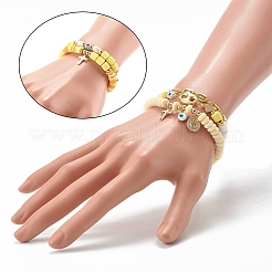 Set di bracciali con catena a maglie in lega e perline in ottone elasticizzato e fatto a mano in stile 5 pz 5 in stile&nbsp;BJEW-SZ0001-66B