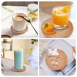 4 tapis de tasse en bois.&nbsp;AJEW-MB0001-18B