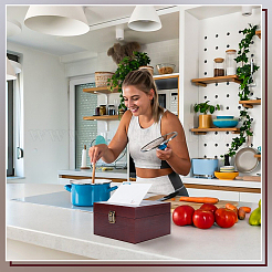 1 x Bambus-Rezept-Aufbewahrungsbox mit Verschlüssen&nbsp;CON-NB0002-42