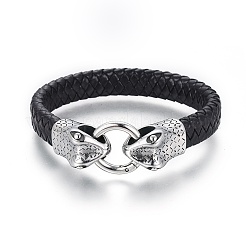 Las pulseras de cuero trenzadas&nbsp;BJEW-F399-E