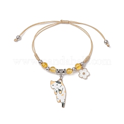 Бусины из натурального желтого кварца плетеные браслеты из бусин&nbsp;BJEW-TA00621-05