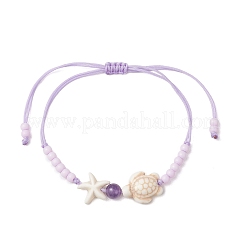 Verstellbare Armbänder aus geflochtenen Natursteinen&nbsp;BJEW-MZ00324