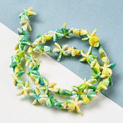 Hilos de perlas sintéticas teñidas de turquesa&nbsp;G-P507-04G