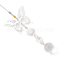 Стеклянные бусины и 201 подвесной подвесной элемент в виде бабочки из нержавеющей стали&nbsp;HJEW-JM04761-01