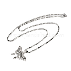 Ожерелья с подвеской в виде бабочки из нержавеющей стали 201 для мужчин и женщин&nbsp;LS-NJEW-K283-24P