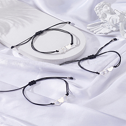 Набор браслетов из нержавеющей стали с восковым шнуром в форме сердца&nbsp;BJEW-LP0001-26