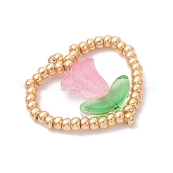 Подвески в виде сердечек и цветов из стеклянного бисера Miyuki&nbsp;PALLOY-MZ01079-03