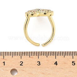 Anillos de puño con micro pavé de circonita cúbica en forma de corazón de latón para mujer&nbsp;RJEW-A069-12G-04