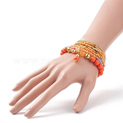 Set di braccialetti elastici con perline miste naturali e sintetiche in stile 7 pz 7 e semi di vetro&nbsp;BJEW-JB08892-03