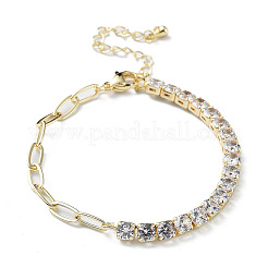 Pulseras de cadena con clip y strass de circonita cúbica con micropavé de latón&nbsp;BJEW-C052-04G