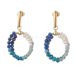 Boucles d'oreilles pendantes en apatite naturelle&nbsp;EJEW-JE07229-01