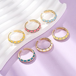 Латунные эмалированные манжеты с открытыми кольцами&nbsp;RJEW-P183-04G-M