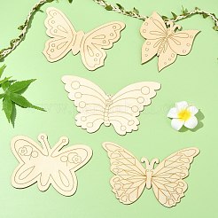 50 шт. 5 стиля необработанного деревянного выреза&nbsp;AJEW-CJ0001-42