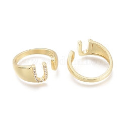 Latón micro pave anillos de brazalete de circonio cúbico&nbsp;RJEW-F103-13U-G