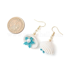 Серьги-подвески в форме ракушки из нержавеющей стали 304&nbsp;EJEW-MZ00376-04