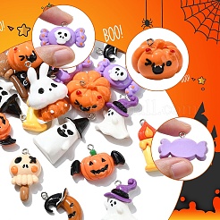 20 шт. 10 стиля подвески из непрозрачной смолы на тему Хэллоуина&nbsp;RESI-YW0001-86
