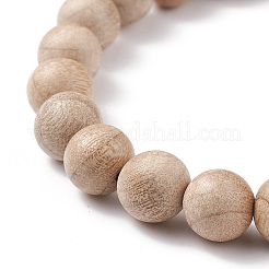 Bracelet extensible en perles rondes en bois naturel&nbsp;BJEW-JB08213