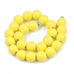 Brins de perles de bois naturel peintes à la bombe&nbsp;WOOD-S053-56F