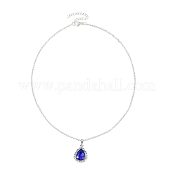Collier pour femme avec pendentif cœur en forme de larme en alliage de verre et chaîne rolo en acier inoxydable 304 (2 pièce&nbsp;NJEW-JN06499