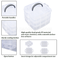 1 lot de 3 boîtes de rangement à 18 compartiments avec poignées en plastique transparent&nbsp;CON-DJ0001-26