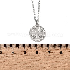 Подвески-медали с иерусалимским крестом из нержавеющей стали 304&nbsp;NJEW-D349-01P
