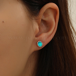 Aretes redondos planos con circonitas cúbicas&nbsp;TA4918
