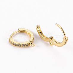 Micropave de latón claro fornituras de aretes de aro de circonio cúbico&nbsp;ZIRC-S068-009A-NF