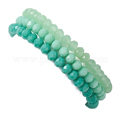 3 bracciale elastico con perline rondelle in vetro opaco e giada imitazione sfaccettata per donna&nbsp;BJEW-JB12563-03
