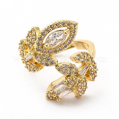 Прозрачное кольцо-манжета в виде листьев кубического циркония&nbsp;KK-A180-50G