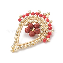 Подвески из натуральной красной яшмы с ограненными круглыми бусинами и стеклянными бусинами&nbsp;PALLOY-MZ01097-03