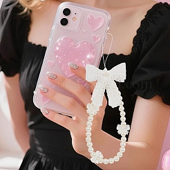 Ремни для мобильных устройств из АБС-пластика с круглыми и бантовыми бусинами&nbsp;HJEW-YW00314-01