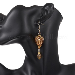 Серьги-подвески из натурального тигрового глаза&nbsp;EJEW-MZ00686