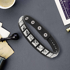 Chocker-Halsketten aus quadratischer Legierung im Punk-Stil mit Nieten aus Kunstleder&nbsp;NJEW-CL0001-28