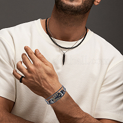 3 шт. Браслеты из сплава и кожаного шнура двух цветов для мужчин и женщин&nbsp;BJEW-CL0001-25