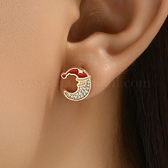 Серьги-гвоздики в форме луны из латуни с прозрачным кубическим цирконием&nbsp;LV9969