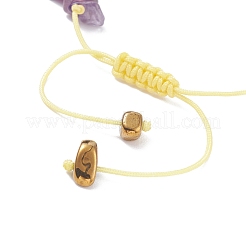 Bracelet de perles tressées avec des éclats de pierres précieuses mélangées naturelles et synthétiques&nbsp;BJEW-JB08079