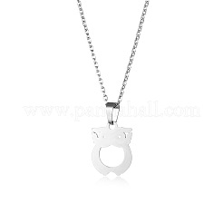 Colliers pendentif hibou en acier inoxydable&nbsp;PW-WG1C162-01
