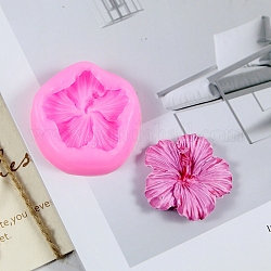 Moules en silicone bricolage fleur d'hibiscus, moule de voiture freshie, moules de résine, pour la résine UV, fabrication artisanale de résine époxy, rose chaud, 50x49x12.5mm, diamètre intérieur: 42x42x8 mm