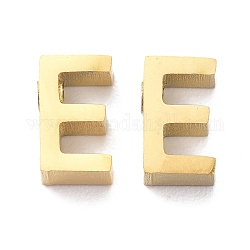 Chapado iónico (ip) 304 encantos de acero inoxidable, alfabeto, dorado, letter.e, 8x4.5x3mm, agujero: 1.8 mm