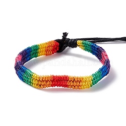 Regenbogen-Pride-Armband, Geflochtenes Nylonarmband für Männer und Frauen, Schwarz, 7-1/8 Zoll (18 cm)