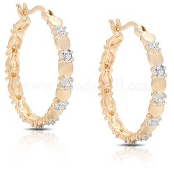 Brass Hoop Earrings, for Women, with Rhinestone, U Shape, Golden