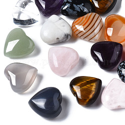 Natürliche gemischte Steinperlen, Herz, 14.5x15x8~9 mm, Bohrung: 1.2 mm