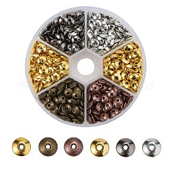 Perline di distanziatore stile tibetano,  piombo & cadmio & nichel libero, rotondo e piatto, colore misto, 6x2mm, Foro: 1.5 mm, 600pcs/scatola