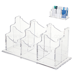 OLYCRAFT 6 Pockets 2 Tiers Acrylic Business Card Holder Vertical Business Card Holder Clear Desktop Business Card Display Stand Acrylic Name Card Holder for Office Home Desk